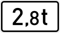 Zusatzzeichen 1060-33 Massenangabe – 2,8 t; nur in Verbindung mit Zeichen 277