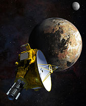 Artist's impression of New Horizons' close encounter with the Pluto-Charon system. 15-011a-NewHorizons-PlutoFlyby-ArtistConcept-14July2015-20150115.jpg