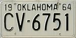 Номерной знак Оклахомы 1964 года.jpg