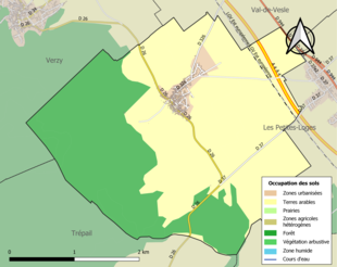 Carte en couleurs présentant l'occupation des sols.