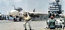 A-6C Intruder of VA-165 on the catapult aboard America during her 1970 Vietnam deployment A-6C VA-165 on cat of USS America (CVA-66) 1970.jpg