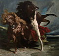 Henri Regnault (1843 – 1871): Automedonte con los caballos de Aquiles (Automédon avec les chevaux d'Achille). Óleo en lienzo. 1868.