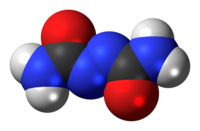 Space-filling model of azodicarbonamide
