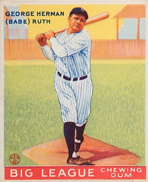 English: 1933 Goudey baseball card of Babe Rut...