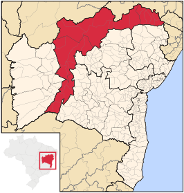 Ligging van de Braziliaanse mesoregio Vale São-Franciscano da Bahia in Bahia