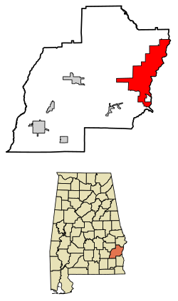 Location of Eufaula in Barbour County, Alabama