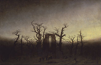 Caspar David Friedrich, Abbey in the Oakwood (1809–10), oil on canvas, 171 x 110.4 cm., Alte Nationalgalerie, Berlin