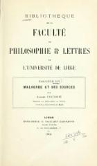 Albert Counson Malherbe et ses sources, 1904    