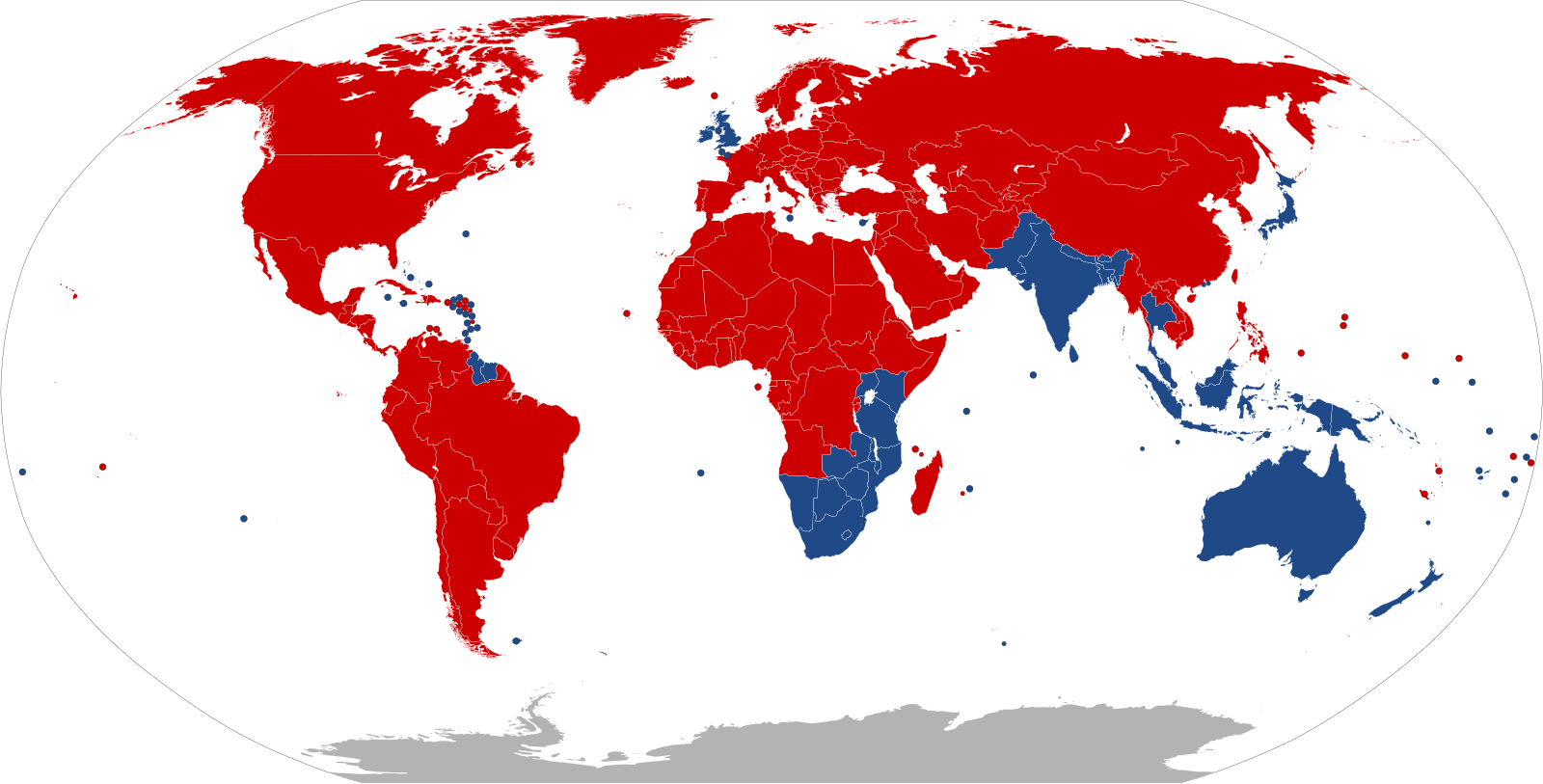 An image indicating right hand and left hand drive countries.