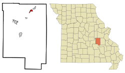 波旁在克劳福德县及密苏里州的位置（以红色标示）