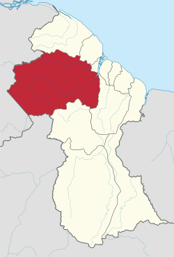 Map of Guyana showing Cuyuni-Mazaruni region