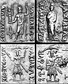 Deities on the coins of Agathocles of Bactria.jpg