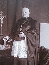 Benedictine Archabbot Schober in prelate's dress and cappa magna Erzabt Ildefons Schober OSB.JPG