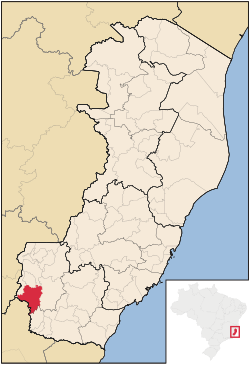 Localização de Guaçuí no Espírito Santo