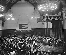 Meeting in the Hall of Knights in The Hague, during the Congress of Europe (9 May 1948) Europa Congres Ridderzaal Den Haag. Overzicht, Bestanddeelnr 902-7379.jpg