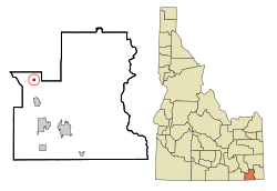 Location in Franklin County and the state of Idaho