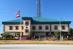 Specially designed hurricane-proof building constructed to house joint offices of the Houston-Galveston National Weather Service Forecast Office and the Galveston County Emergency Management Office. Galveston County Office of Emergency Management & Houston-Galveston National Weather Service Building.jpg