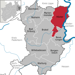 Elhelyezkedése Höxter térképén