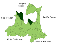 Lokasi Higashitsugaru di Prefektur Aomori