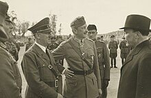 Keitel (left), Hitler, Mannerheim and Ryti meeting at Immola Airfield on 4 June 1942. Hitler made a surprise visit in honour of Mannerheim's 75th birthday and to discuss plans. Hitler Mannerheim Ryti.jpg