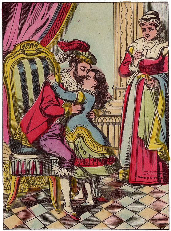 Père et fille sous les yeux de la grand-mère.