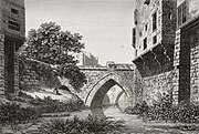 Depiction of a bridge over the Khalij in the Description de l'Égypte (c. 1809)