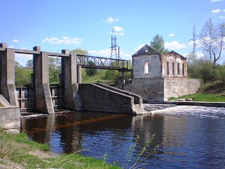 The river Nevezis. The Kruostas dam