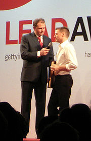 Adams accepting a LeadAward for photography in 2006.