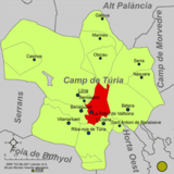 Localización de Puebla de Vallbona respecto a la comarca del Campo del Turia