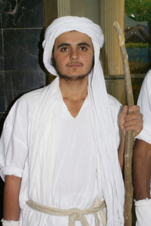 A Mandaean novice or sualia 
in Baghdad, Iraq in 2008 Mandaean priest initiation 01.png