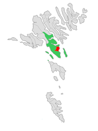 Lega mesta (rdeče) in občine (zeleno) Tórshavn na Ferskih otokih