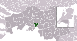 Highlighted position of Goirle in a municipal map of North Brabant