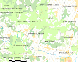 Mapa obce Saint-Michel-d’Euzet