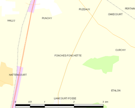 Mapa obce Fonches-Fonchette