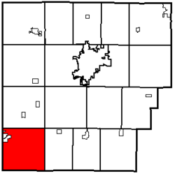 Location of Orange Township in Hancock County