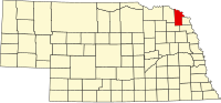 Map of Nebraska highlighting Dixon County