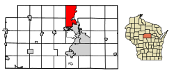 Location of Village of Maine in Marathon County, Wisconsin.