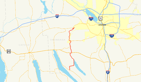 NY 174 kondukas nord-sudan paraleligon tra okcidenta Onondaga Distrikto, sudokcidento de Sirakuzo.
Ĝi havas mallongan interkovron kun Usono 20 sude de Marcellus.