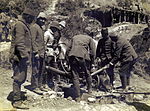 Ottoman troops loading a 21 cm mortar during World War I.