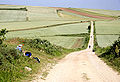 Pilgrims on St. James way to Santiago de Compostela