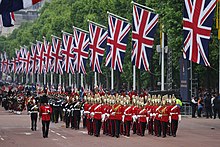 Union Jack flags on The Mall, London Queen Elizabeth II Platinum Jubilee 2022 - Platinum Pageant (52123378222).jpg