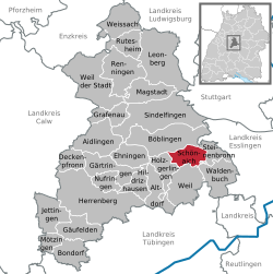 Elhelyezkedése Baden-Württemberg térképén