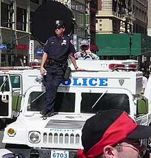 The LRAD is the round black device on top of the New York City police Hummer. Soundweapon1.jpg