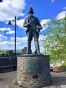 The statue of Tommy Cooper in Caerphilly with a protective mask Statue of Tommy Cooper, Caerphilly, May 2020.jpg