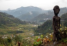 An Ifugao hogang, guardian spirits carved from tree fern trunks usually placed along pathways and in village outskirts The Bulol.jpg