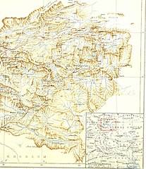 Map by Cecil Rawling, showing Lanak La on the boundary in inset map (1905)