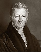 Thomas Robert Malthus, 18th century economist who's ideas Malthusianism is named after. Thomas Robert Malthus.jpg