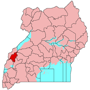 Harta districtului Kabarole în cadrul Ugandei