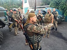 Ukrainian troops near Avdiivka Boiets' polku politsiyi "Kiyiv" v Avdiyivtsi.jpg