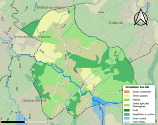 Carte en couleurs présentant l'occupation des sols.